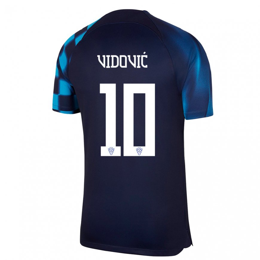 Kandiny Enfant Maillot Croatie Gabriel Vidovic #10 Bleu Foncé Tenues Extérieur 22-24 T-shirt