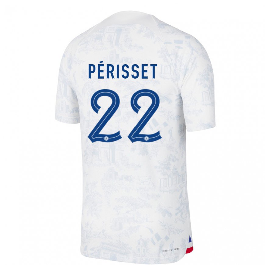 Kandiny Enfant Maillot France Eve Perisset #22 Blanc Bleu Tenues Extérieur 22-24 T-shirt
