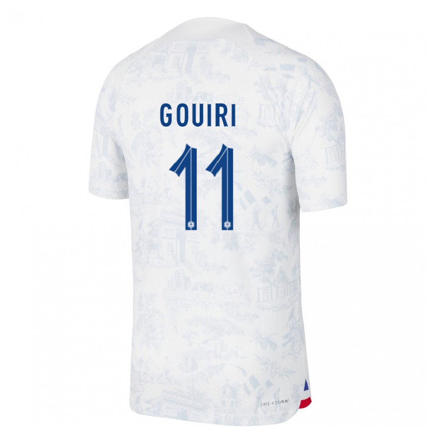 Kandiny Enfant Maillot France Amine Gouiri #11 Blanc Bleu Tenues Extérieur 22-24 T-shirt