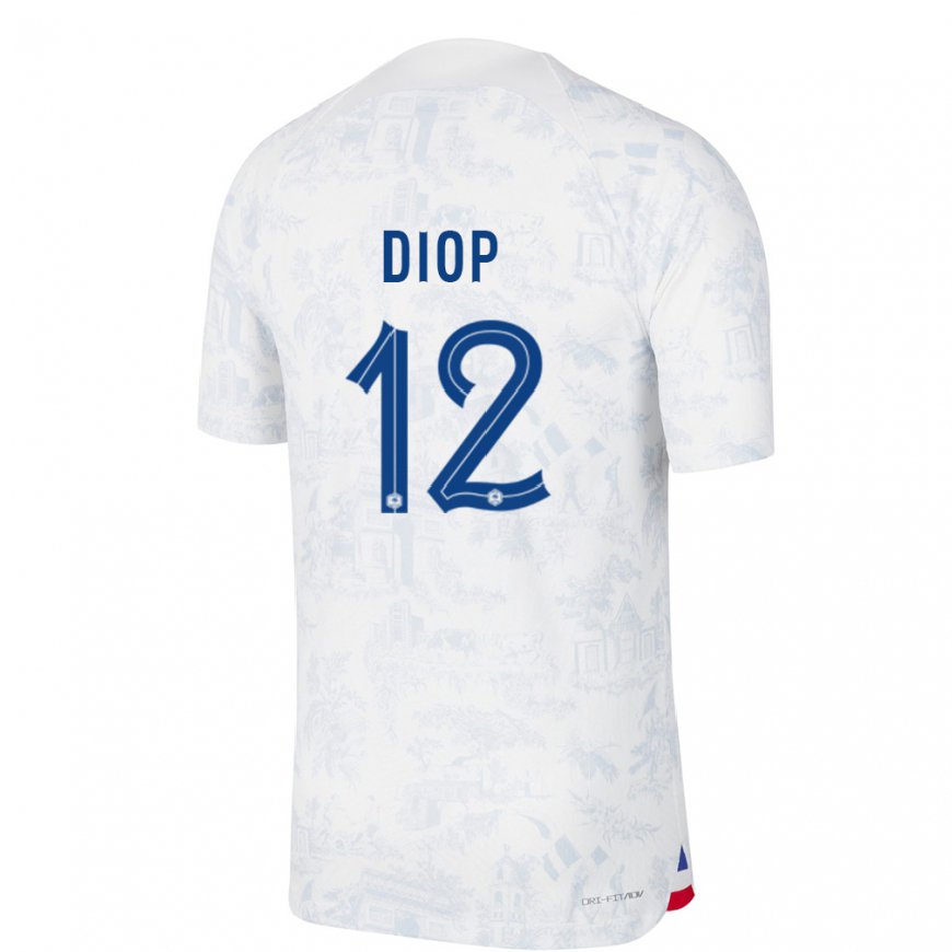 Kandiny Enfant Maillot France Sofiane Diop #12 Blanc Bleu Tenues Extérieur 22-24 T-shirt