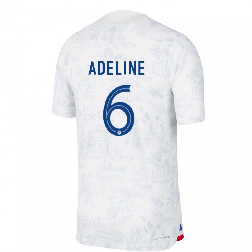 Kandiny Enfant Maillot France Martin Adeline #6 Blanc Bleu Tenues Extérieur 22-24 T-shirt