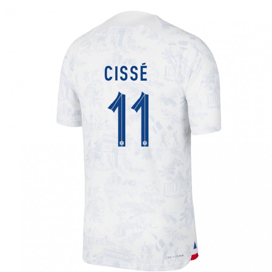 Kandiny Enfant Maillot France Lamine Cisse #11 Blanc Bleu Tenues Extérieur 22-24 T-shirt