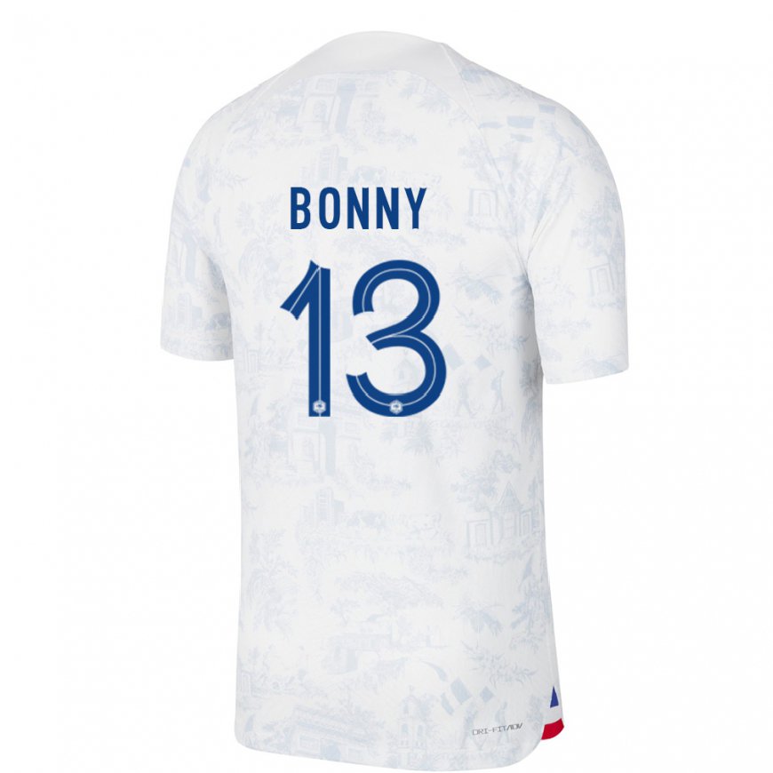 Kandiny Enfant Maillot France Ange Yoan Bonny #13 Blanc Bleu Tenues Extérieur 22-24 T-shirt
