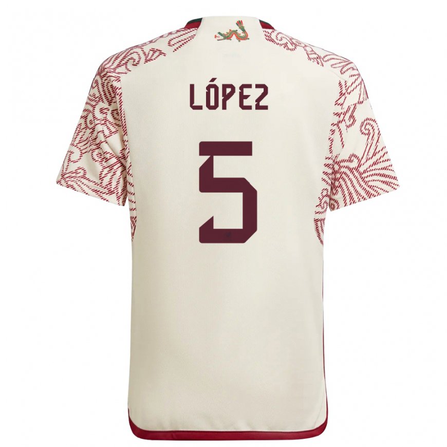 Kandiny Enfant Maillot Mexique Jimena Lopez #5 Merveille Blanc Rouge Tenues Extérieur 22-24 T-shirt