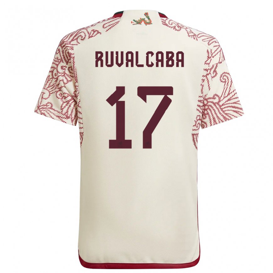 Kandiny Enfant Maillot Mexique Jorge Ruvalcaba #17 Merveille Blanc Rouge Tenues Extérieur 22-24 T-shirt
