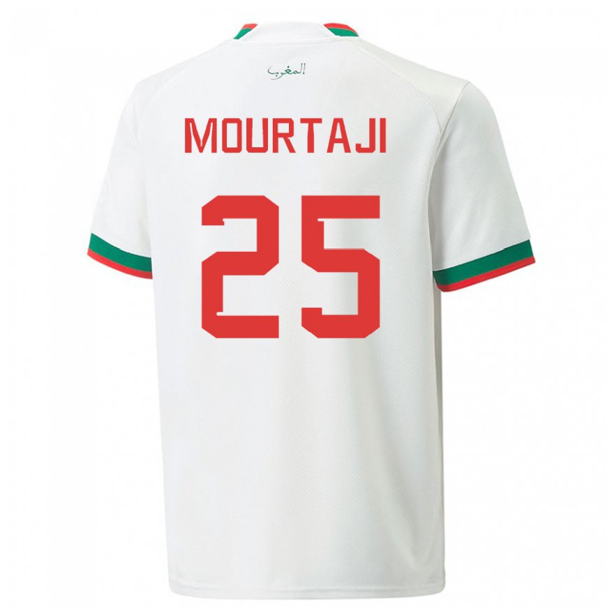 Kandiny Enfant Maillot Maroc Chaymaa Mourtaji #25 Blanc Tenues Extérieur 22-24 T-shirt