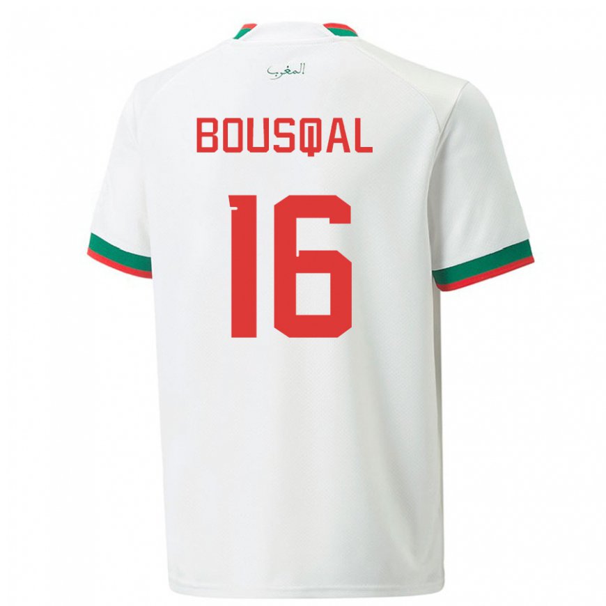 Kandiny Enfant Maillot Maroc Hamza Bousqal #16 Blanc Tenues Extérieur 22-24 T-shirt