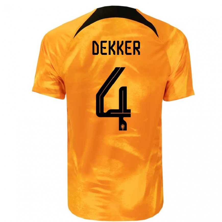 Kandiny Homme Maillot Pays-bas Maxim Dekker #4 Orange Laser Tenues Domicile 22-24 T-shirt