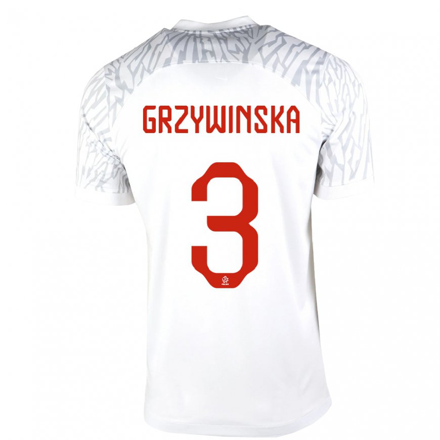 Kandiny Homme Maillot Pologne Gabriela Grzywinska #3 Blanc Tenues Domicile 22-24 T-shirt
