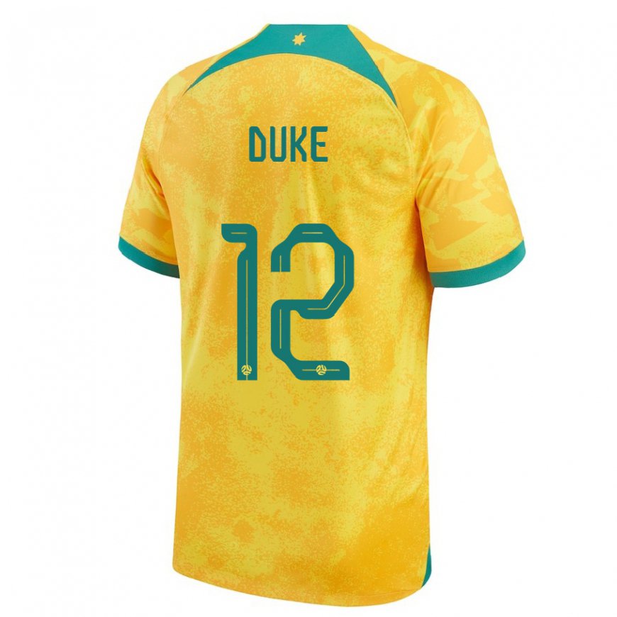 Kandiny Homme Maillot Australie Mitch Duke #12 Doré Tenues Domicile 22-24 T-shirt
