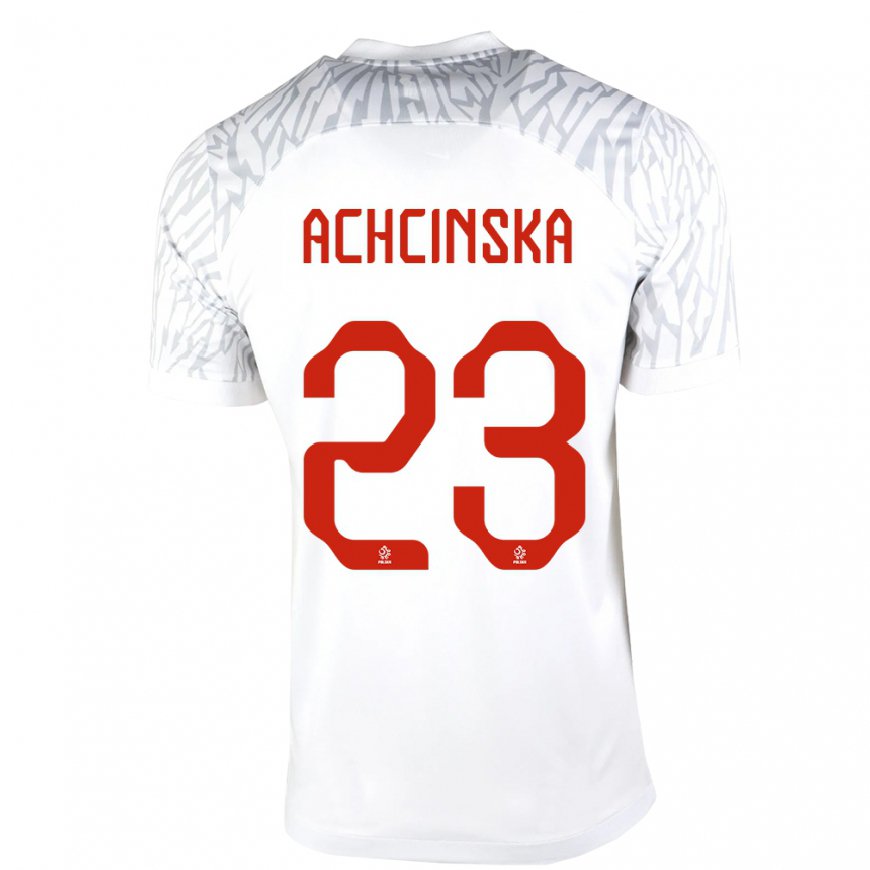 Kandiny Homme Maillot Pologne Adriana Achcinska #23 Blanc Tenues Domicile 22-24 T-shirt