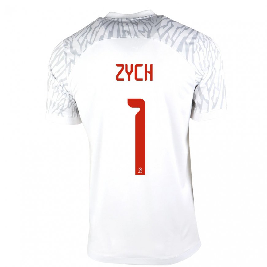 Kandiny Homme Maillot Pologne Oliwier Zych #1 Blanc Tenues Domicile 22-24 T-shirt