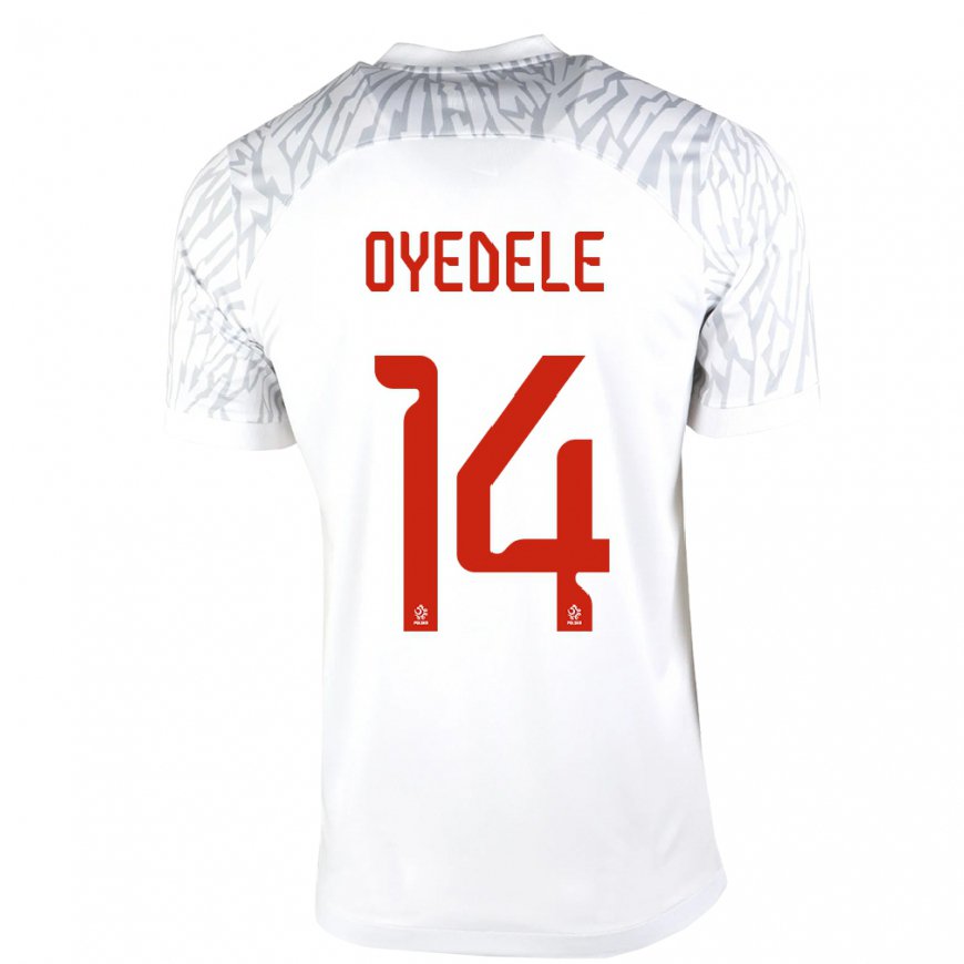 Kandiny Homme Maillot Pologne Maximillian Oyedele #14 Blanc Tenues Domicile 22-24 T-shirt