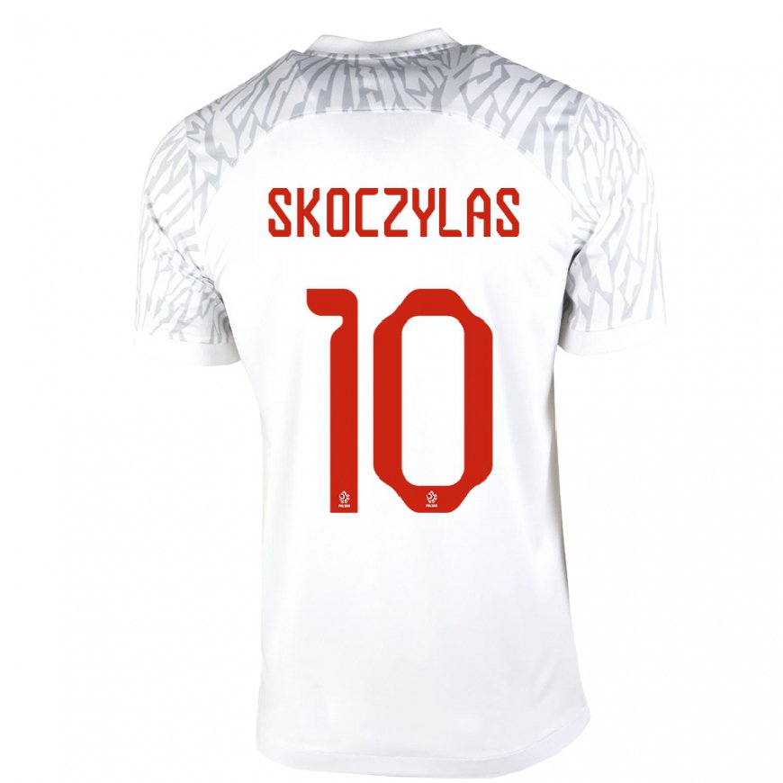 Kandiny Homme Maillot Pologne Mateusz Skoczylas #10 Blanc Tenues Domicile 22-24 T-shirt