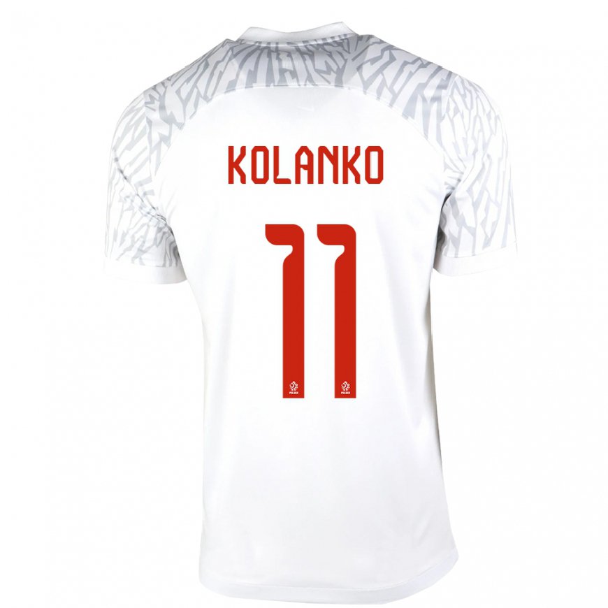 Kandiny Homme Maillot Pologne Krzysztof Kolanko #11 Blanc Tenues Domicile 22-24 T-shirt
