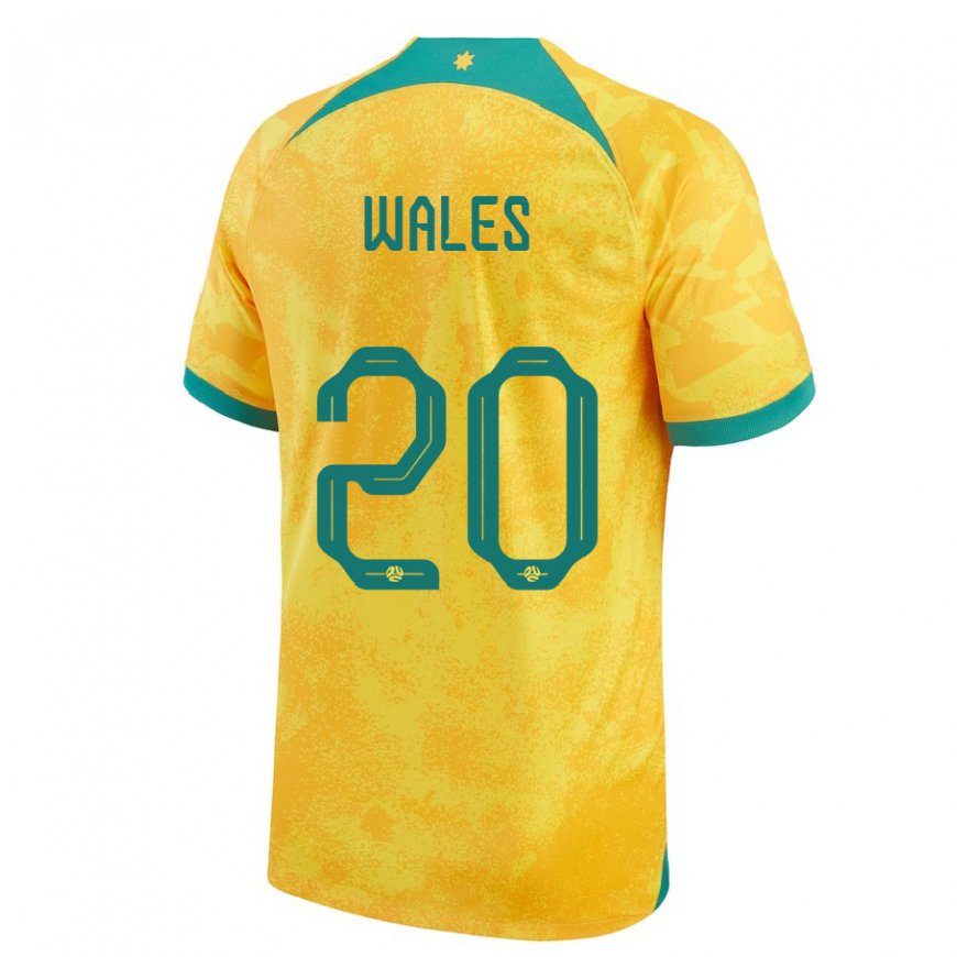 Kandiny Homme Maillot Australie Lachlan Wales #20 Doré Tenues Domicile 22-24 T-shirt