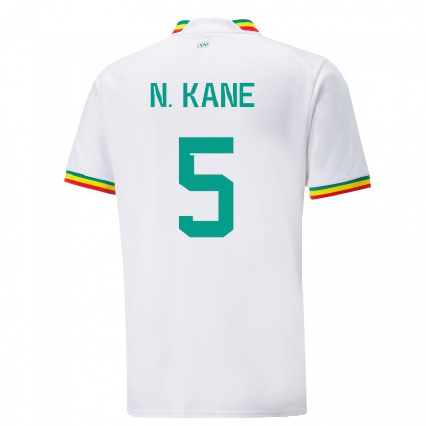 Kandiny Homme Maillot Sénégal Ndeye Ndiaye Kane #5 Blanc Tenues Domicile 22-24 T-shirt