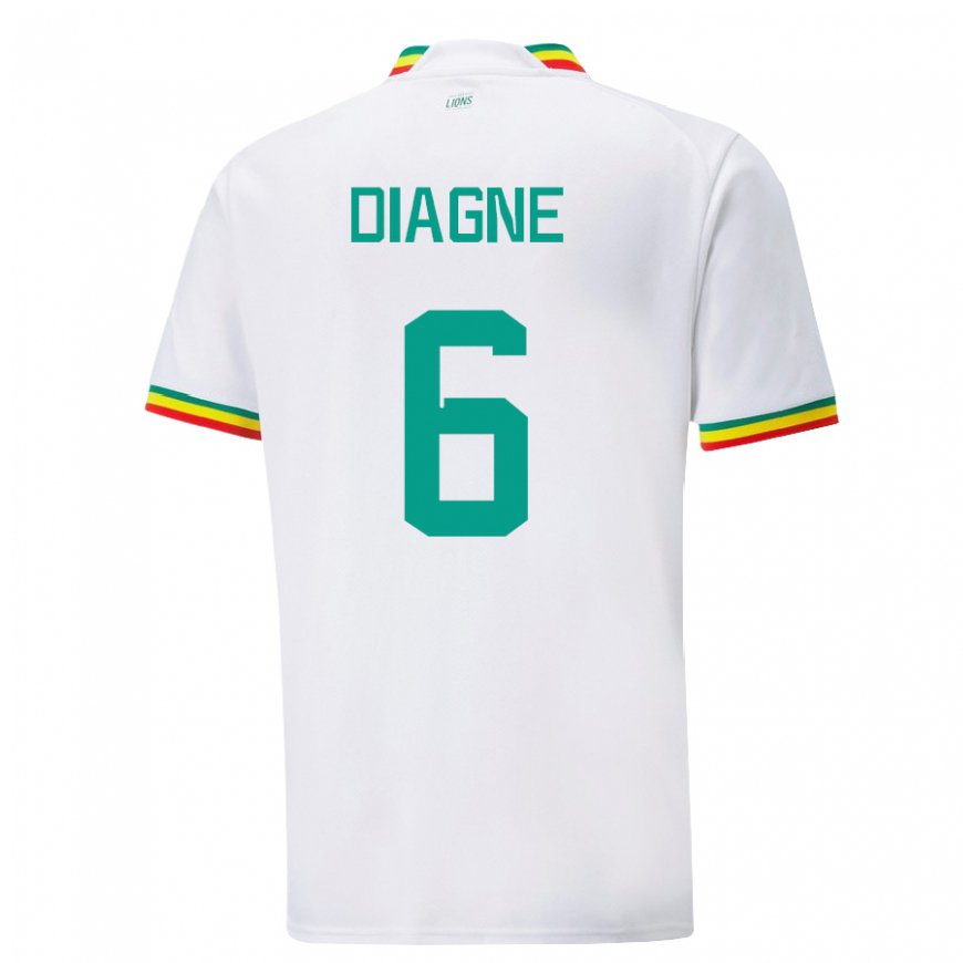 Kandiny Homme Maillot Sénégal Edmee Diagne #6 Blanc Tenues Domicile 22-24 T-shirt
