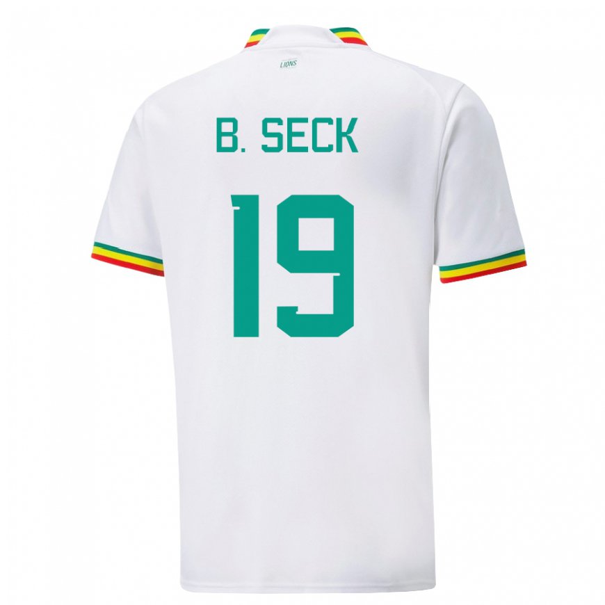 Kandiny Homme Maillot Sénégal Bineta Korkel Seck #19 Blanc Tenues Domicile 22-24 T-shirt