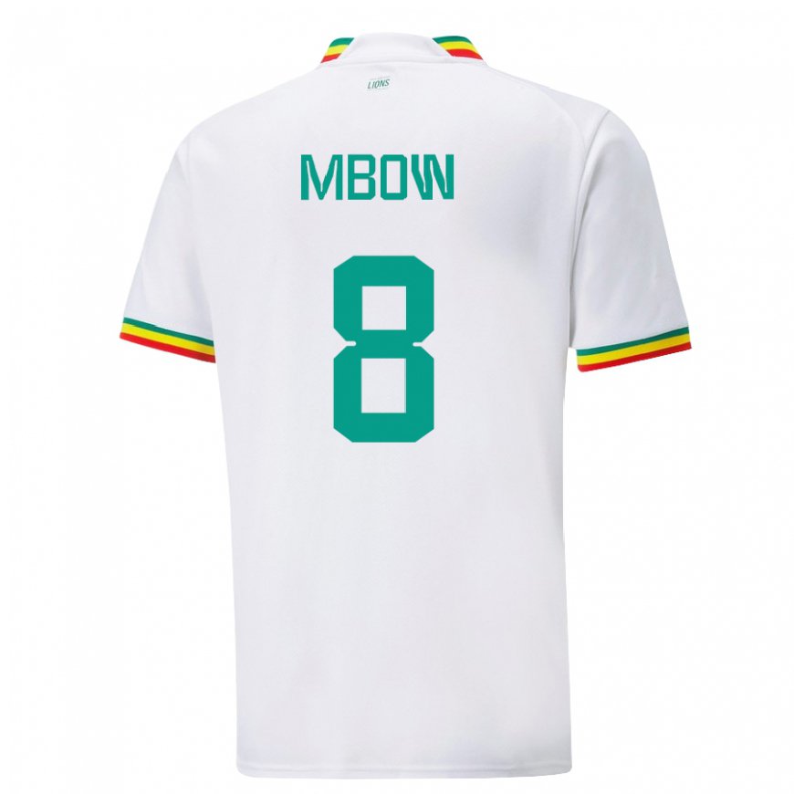 Kandiny Homme Maillot Sénégal Mamadou Mbow #8 Blanc Tenues Domicile 22-24 T-shirt