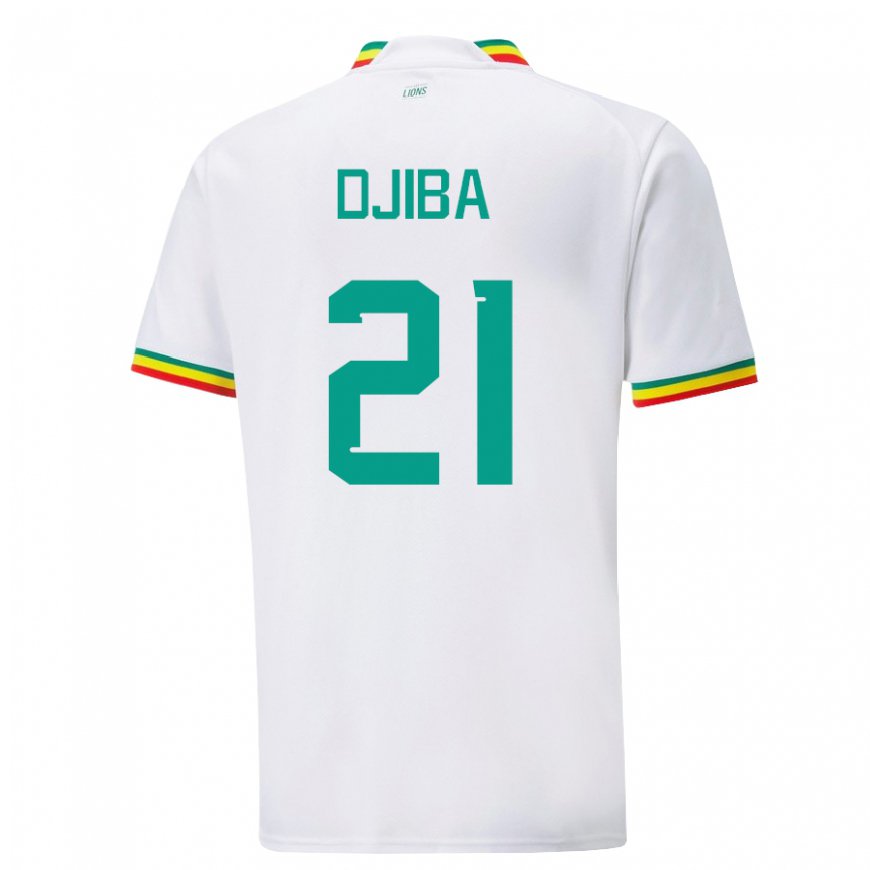 Kandiny Homme Maillot Sénégal Francois Djiba #21 Blanc Tenues Domicile 22-24 T-shirt