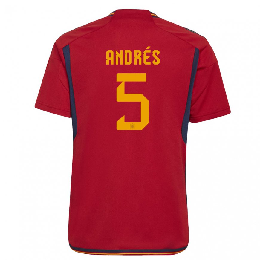 Kandiny Homme Maillot Espagne Ivana Andres #5 Rouge Tenues Domicile 22-24 T-shirt
