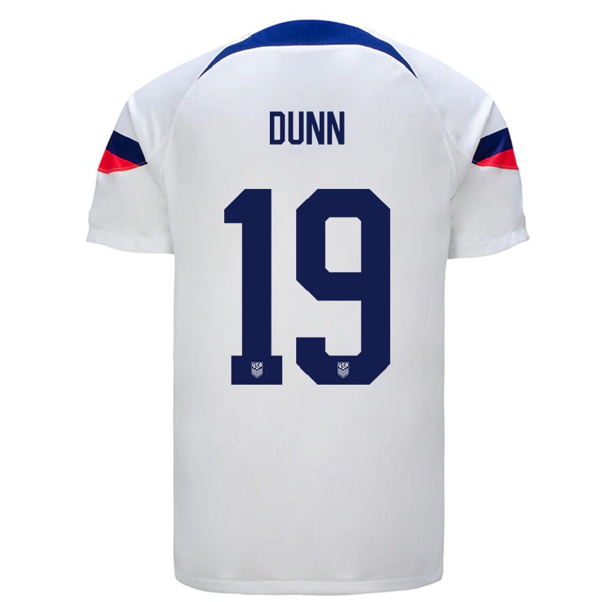 Kandiny Homme Maillot États-unis Crystal Dunn #19 Blanc Tenues Domicile 22-24 T-shirt