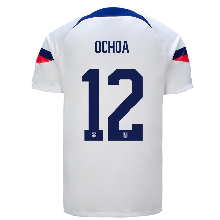 Kandiny Homme Maillot États-unis Emmanuel Ochoa #12 Blanc Tenues Domicile 22-24 T-shirt