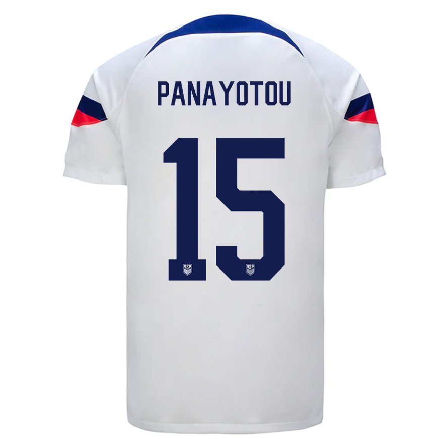 Kandiny Homme Maillot États-unis Jack Panayotou #15 Blanc Tenues Domicile 22-24 T-shirt