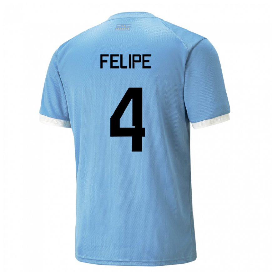 Kandiny Homme Maillot Uruguay Laura Felipe #4 Bleu Tenues Domicile 22-24 T-shirt