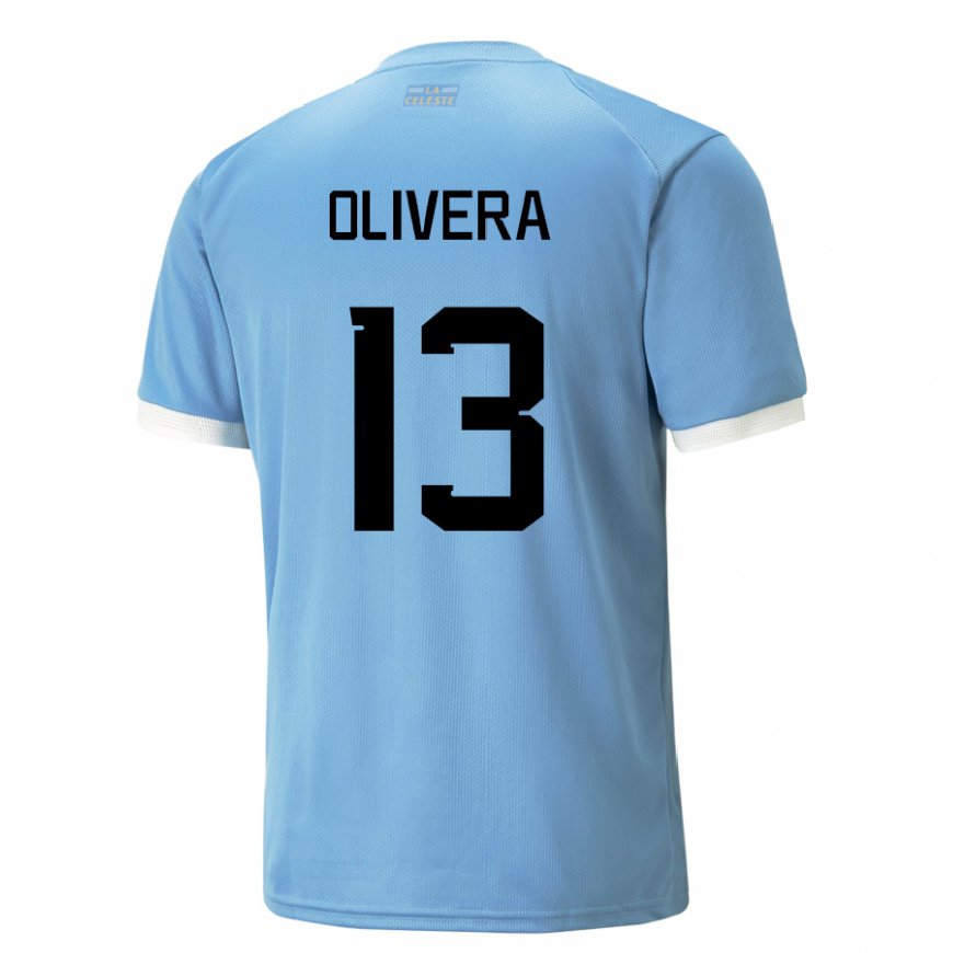 Kandiny Homme Maillot Uruguay Sofia Olivera #13 Bleu Tenues Domicile 22-24 T-shirt