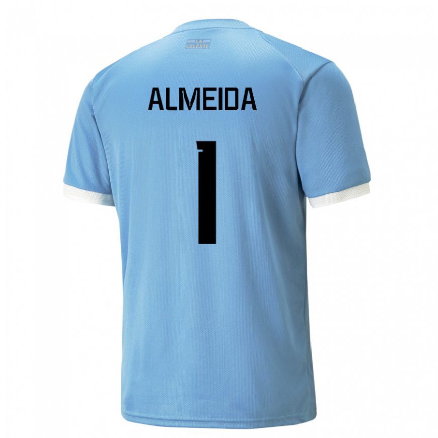 Kandiny Homme Maillot Uruguay Martin Almeida #1 Bleu Tenues Domicile 22-24 T-shirt