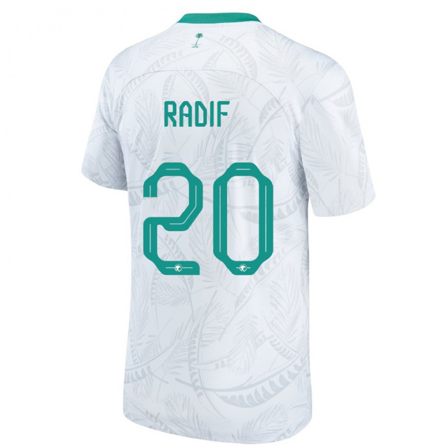 Kandiny Homme Maillot Arabie Saoudite Abdullah Radif #20 Blanc Tenues Domicile 22-24 T-shirt