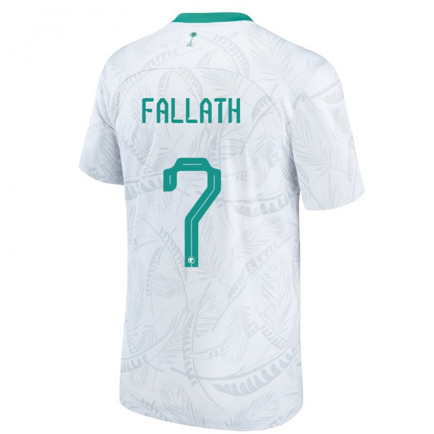 Kandiny Homme Maillot Arabie Saoudite Fahad Fallath #7 Blanc Tenues Domicile 22-24 T-shirt