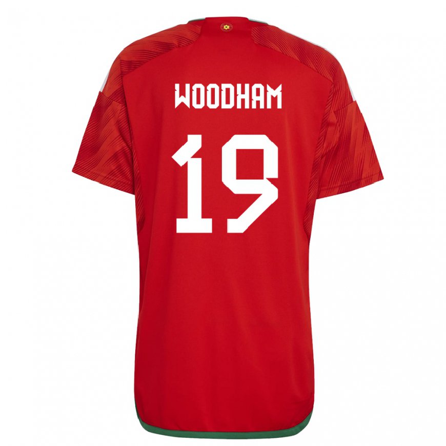 Kandiny Homme Maillot Pays De Galles Lily Woodham #19 Rouge Tenues Domicile 22-24 T-shirt