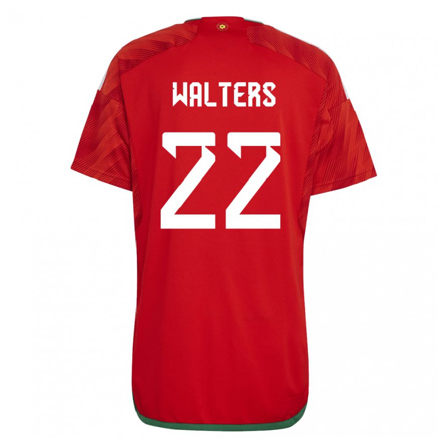 Kandiny Homme Maillot Pays De Galles Georgia Walters #22 Rouge Tenues Domicile 22-24 T-shirt