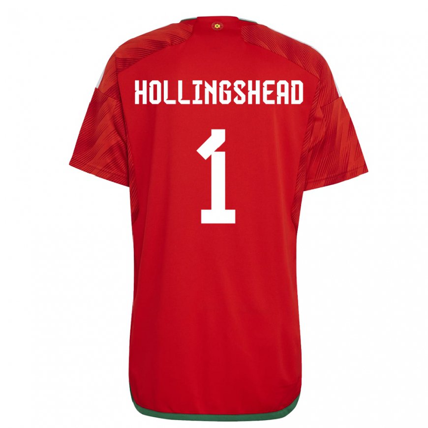 Kandiny Homme Maillot Pays De Galles Ronnie Hollingshead #1 Rouge Tenues Domicile 22-24 T-shirt