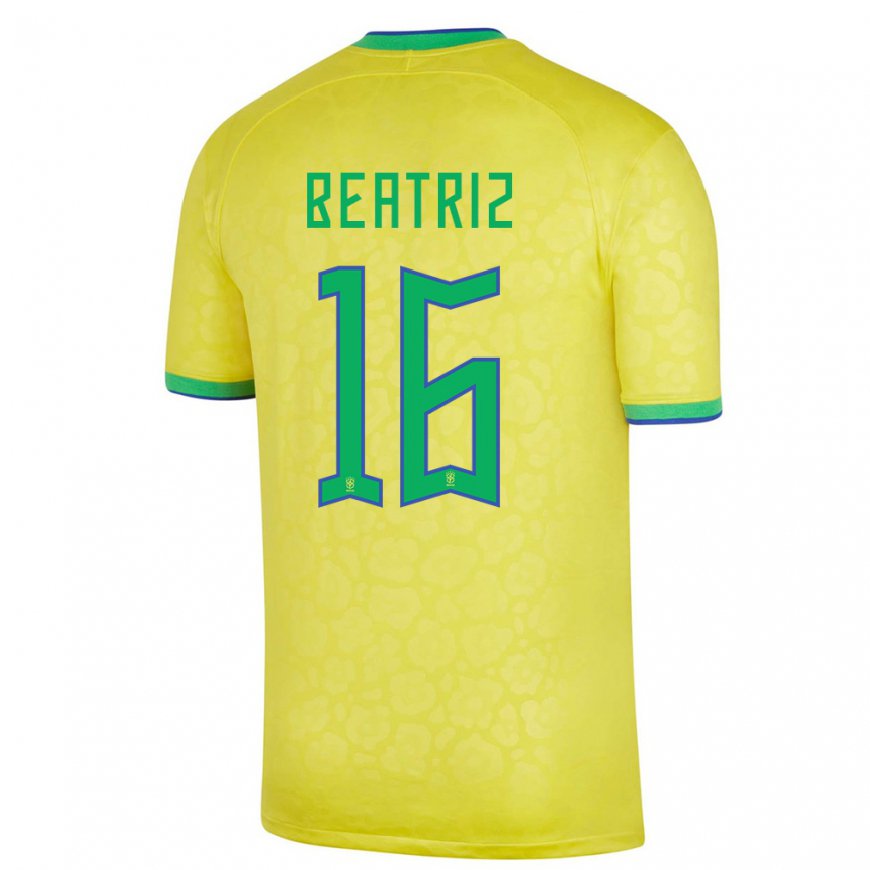 Kandiny Homme Maillot Brésil Beatriz #16 Jaune Tenues Domicile 22-24 T-shirt