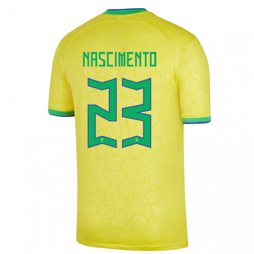 Kandiny Homme Maillot Brésil Matheus Nascimento #23 Jaune Tenues Domicile 22-24 T-shirt
