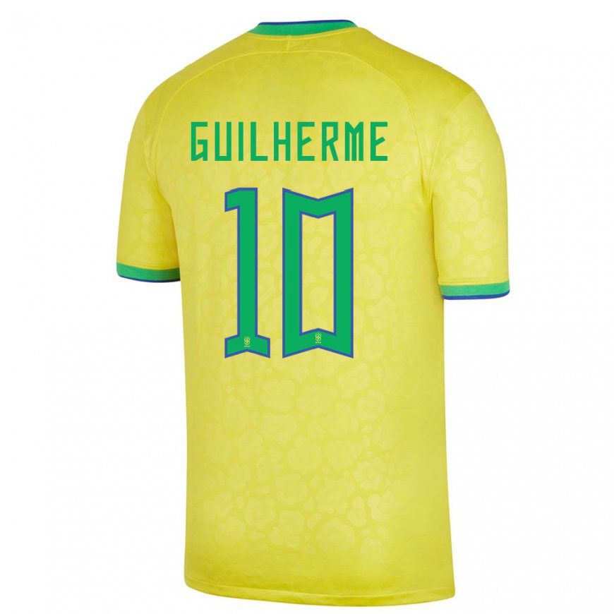 Kandiny Homme Maillot Brésil Luis Guilherme #10 Jaune Tenues Domicile 22-24 T-shirt