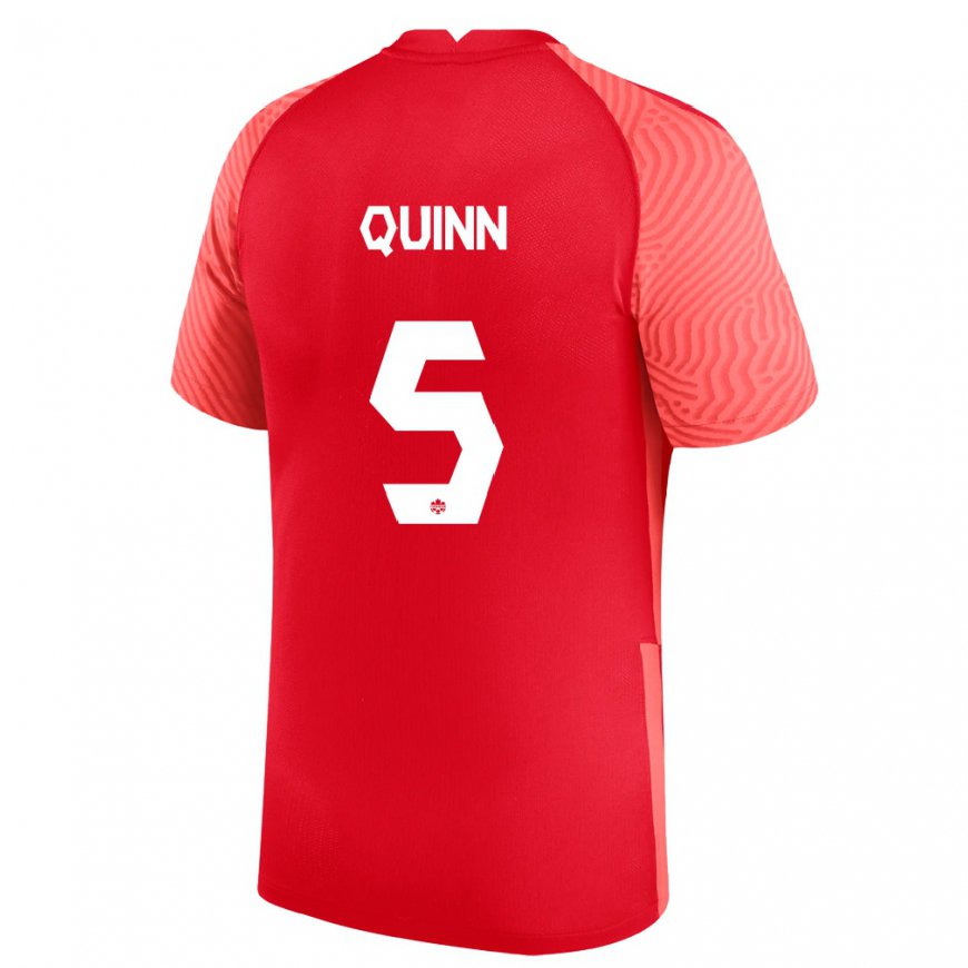 Kandiny Homme Maillot Canada Quinn #5 Rouge Tenues Domicile 22-24 T-shirt