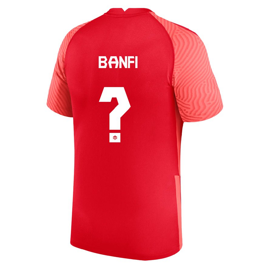 Kandiny Homme Maillot Canada Samuel Banfi #0 Rouge Tenues Domicile 22-24 T-shirt