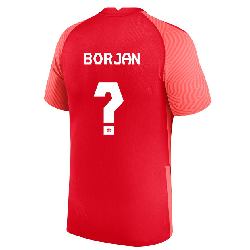 Kandiny Homme Maillot Canada Nikola Borjan #0 Rouge Tenues Domicile 22-24 T-shirt