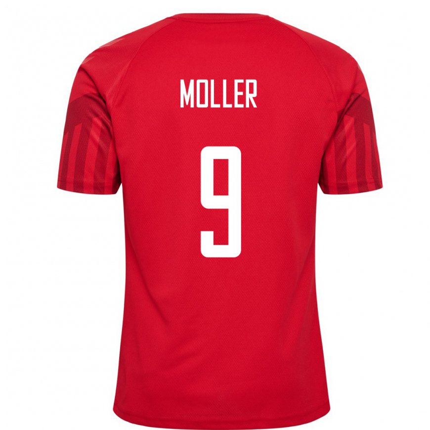 Kandiny Homme Maillot Danemark Caroline Moller #9 Rouge Tenues Domicile 22-24 T-shirt