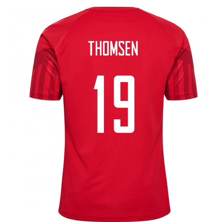 Kandiny Homme Maillot Danemark Janni Thomsen #19 Rouge Tenues Domicile 22-24 T-shirt