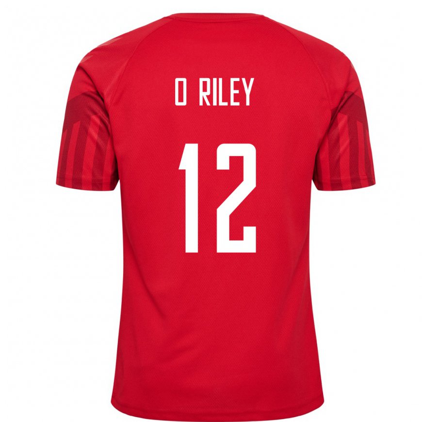 Kandiny Homme Maillot Danemark Matt O Riley #12 Rouge Tenues Domicile 22-24 T-shirt