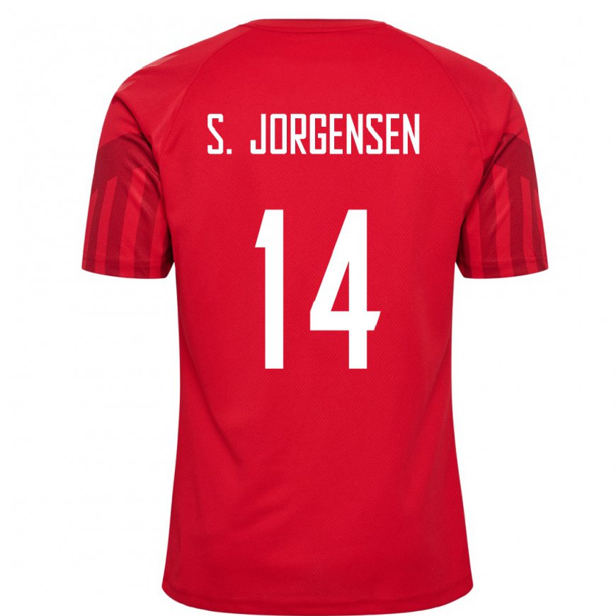 Kandiny Homme Maillot Danemark Sebastian Jorgensen #14 Rouge Tenues Domicile 22-24 T-shirt