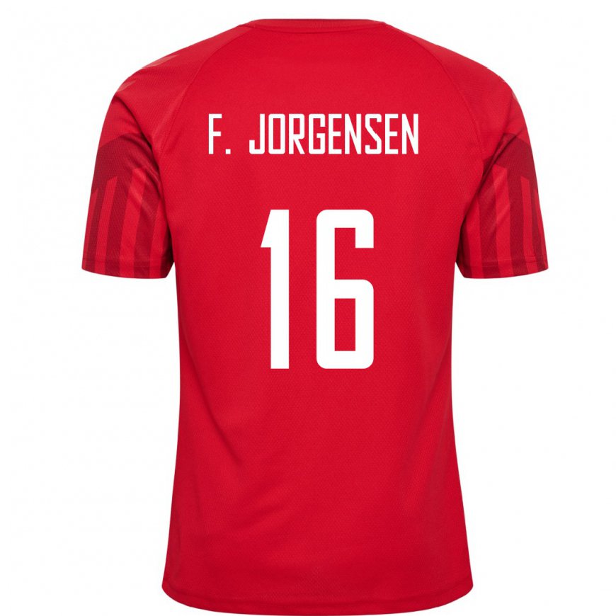 Kandiny Homme Maillot Danemark Filip Jorgensen #16 Rouge Tenues Domicile 22-24 T-shirt