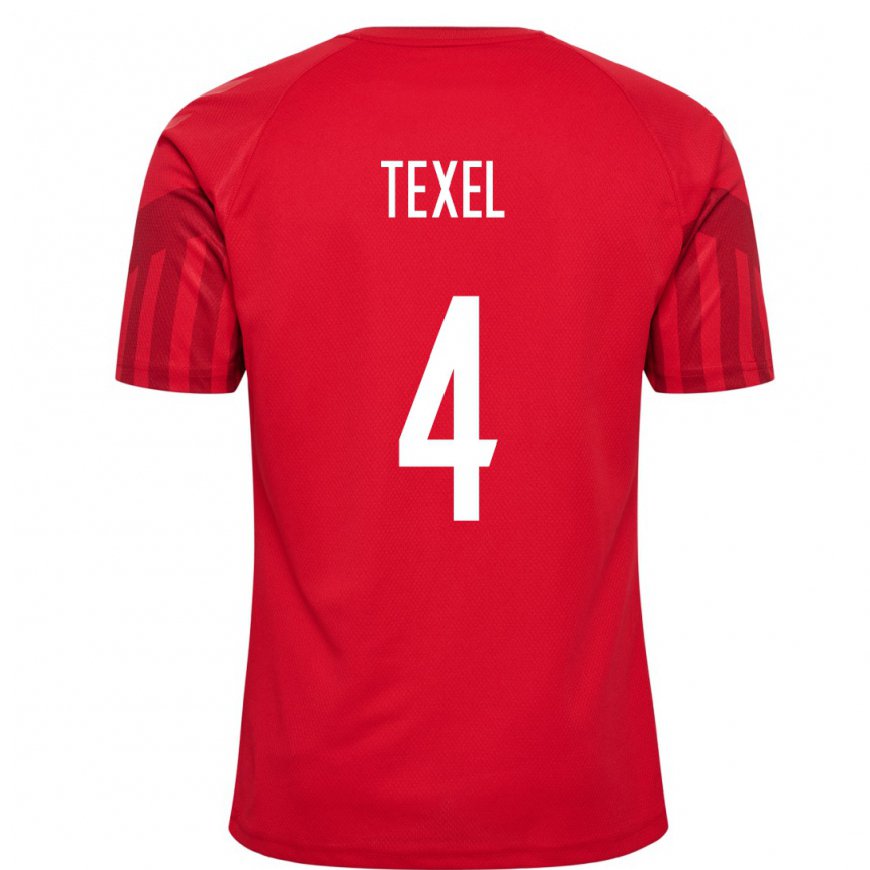 Kandiny Homme Maillot Danemark Pontus Texel #4 Rouge Tenues Domicile 22-24 T-shirt