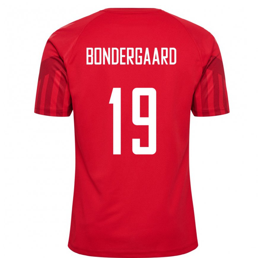 Kandiny Homme Maillot Danemark Asbjorn Bondergaard #19 Rouge Tenues Domicile 22-24 T-shirt